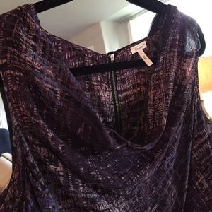 Purple exposed back zipper cowl neck dress