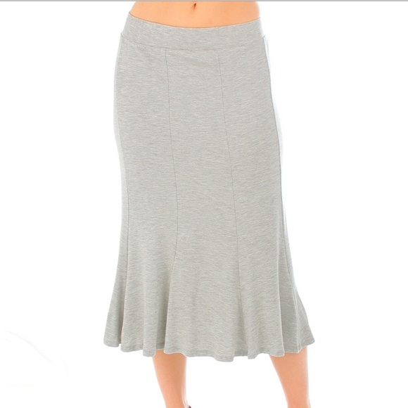 Heather gray mermaid flare hem midi skirt - Picture 2 of 3