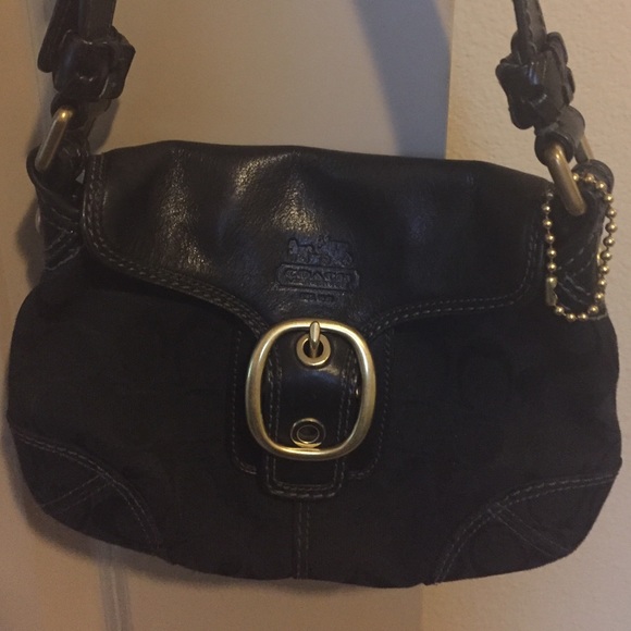 Coach Handbags - Black Coach handbag with gold accent