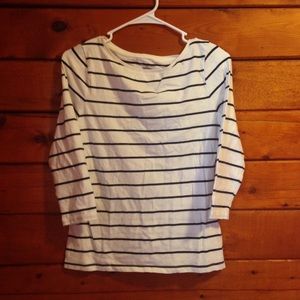 Cream & Navy Striped Tee