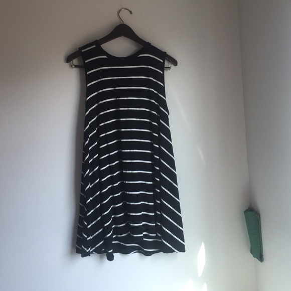 Black and white striped dress