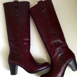 Frye Fiona Stitch Boots, dark red, like new!