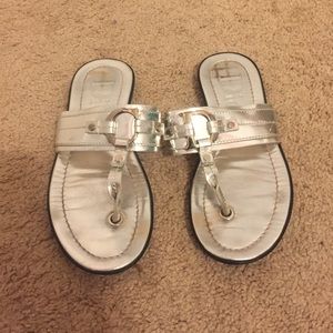 Christian Dior metallic silver sandals