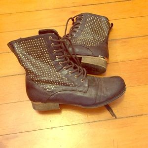 Slightly worn Combat Boots with Gold Detailing