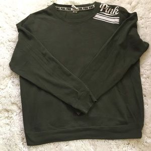 Pink Victoria's Secret Olive Green Crew Top