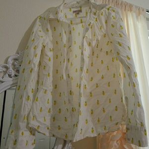 Merona size medium pineapple button up top