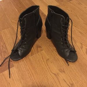 Black Bamboo Laceup Heels