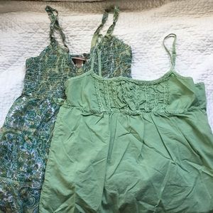 Set of two green baby doll like tops