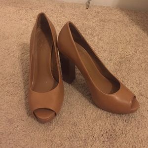 Tory Burch authentic tan peep toe block heel