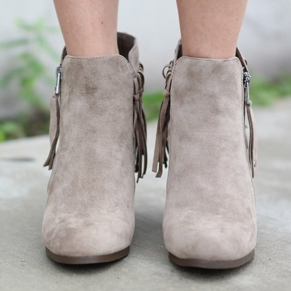 Beige fringe ankle boots bootie - Picture 3 of 4