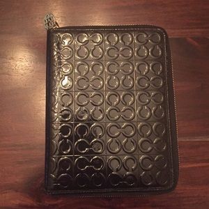 Coach 6x8 Black Patent Leather Planner