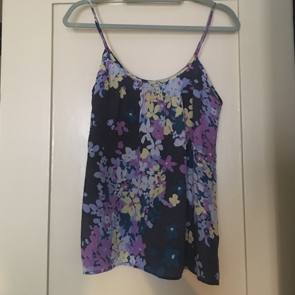 Tucker spaghetti strap silk floral tank top