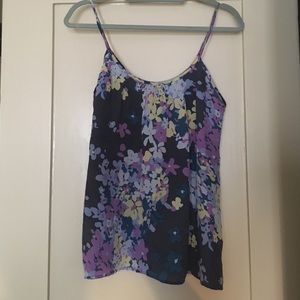 Tucker spaghetti strap silk floral tank top