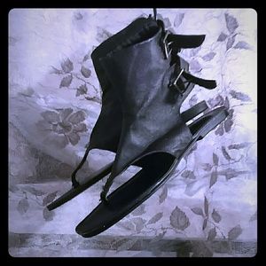 Brown ankle wrap sandals