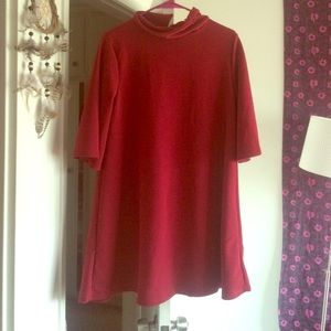 High neck berry shift dress