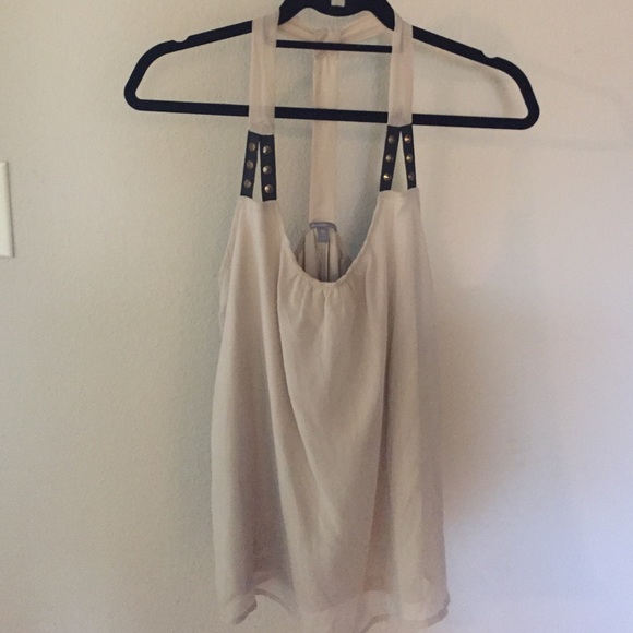 Studded tan razor back top - Picture 1 of 2