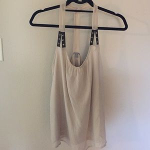 Studded tan razor back top