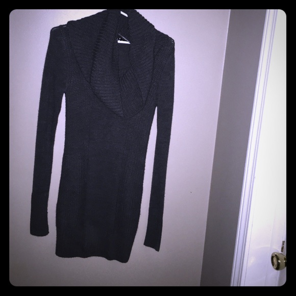 Dark gray sweater dress.
