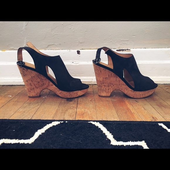 Black Suede Wedge Heels