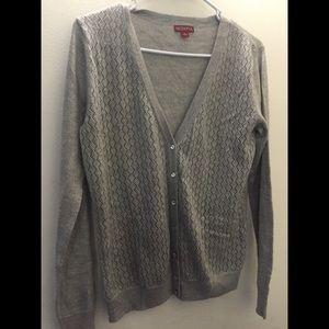 Merona Cardigan Gray Crystal Buttons - Sz. L