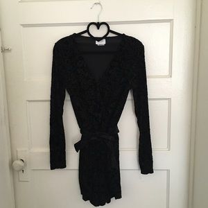 Saylor Black Velvet Burnout Romper