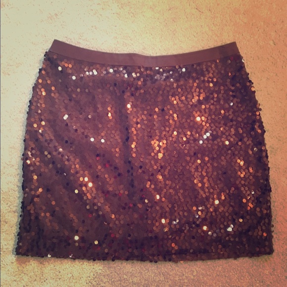 Brown sequin mini skirt