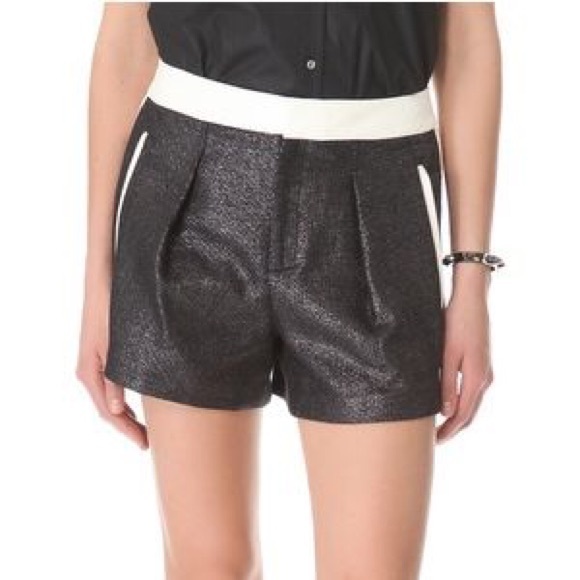 NWT Helmut Lang Metallic Leather Trim Shorts