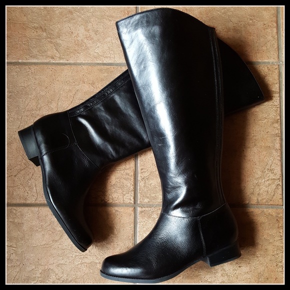 Black Leather Riding Boot NIB 11 Wide Me Too