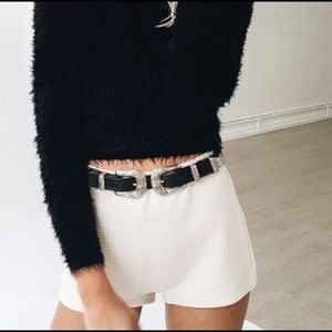 NWOT Black/ Silver double buckle western belt