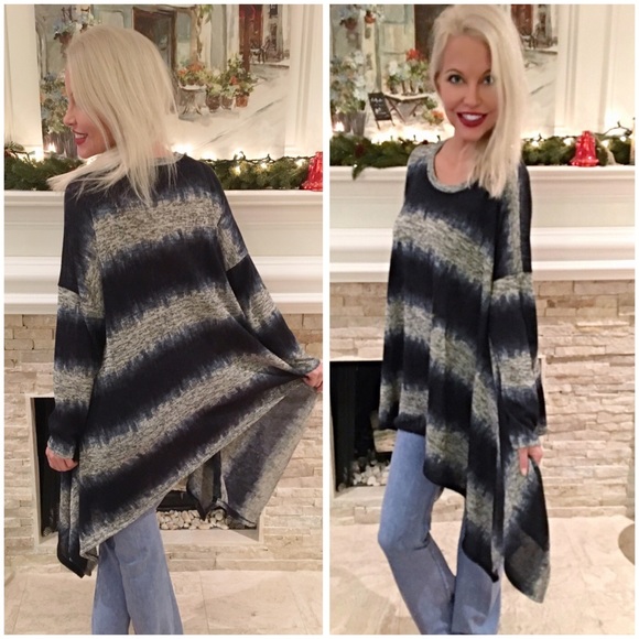 Heather gray/denim color tunic shark bite hem! - Picture 2 of 2