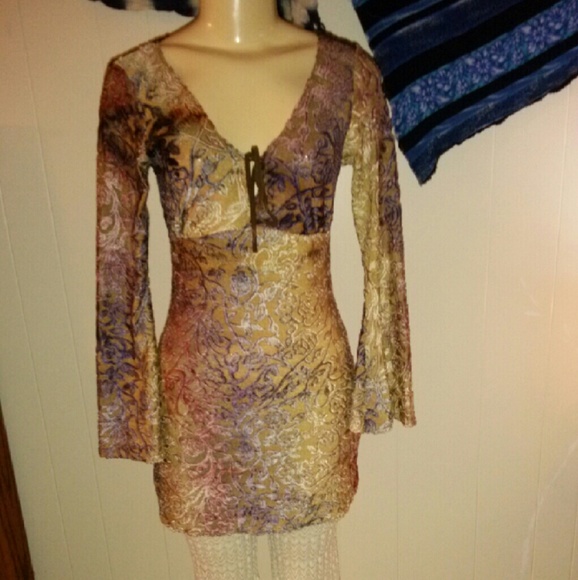 Bell Sleeve Velvet Mini Dress