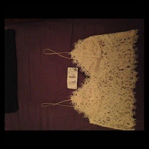 Zara cream lace bralette size large. NEVER WORN