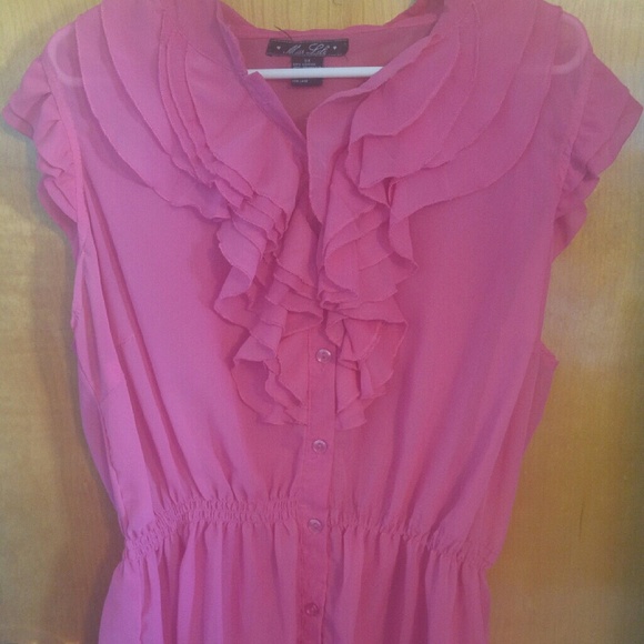 Sheer bright pink peplum blouse