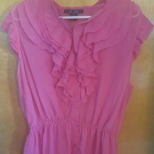 Sheer bright pink peplum blouse