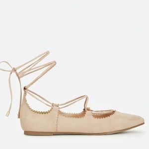 Lace up nude flats
