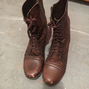 Steve Madden brown leather combat boots