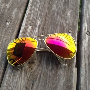 Pink/Orange Mirrored Aviator Sunglasses 😎
