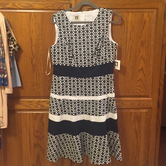 Navy blue and white dress