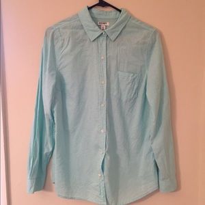 Light blue button down top