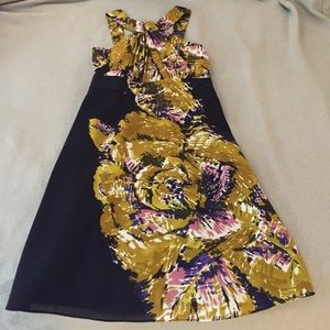 The Limited purple and gold halter dress