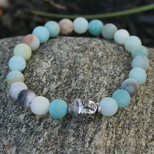 Karmic Frosted Amazonite Buddha bracelet