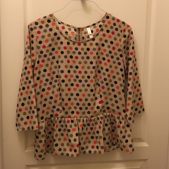 Xhilaration Polka Dot Peplum w/ Exposed Zipper - L