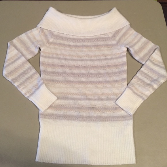 WHBM White Gold and Silver Sweater