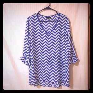 Kiara Royal Blue and White Blouse