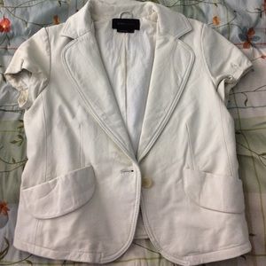 BCBGMaxazria white leather cropped top