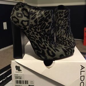 Aldo black and grey cheetah booties FEARGHUSA