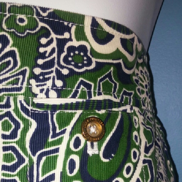 Lilly Pulitzer Green Paisley Corduroy Skirt Sz 0 - Picture 2 of 4