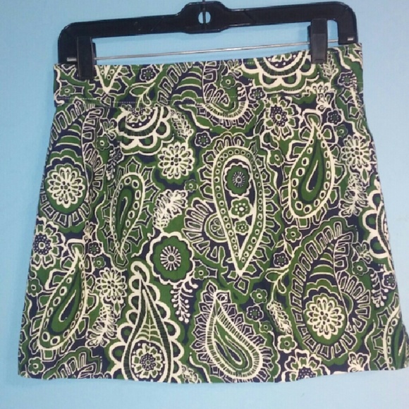 Lilly Pulitzer Green Paisley Corduroy Skirt Sz 0 - Picture 3 of 4