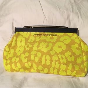 Small clutch/hand bag, neon cheetah print.