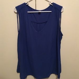 Ladies Blue V-Neck Sleeveless Blouse
